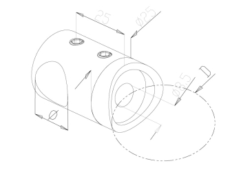 16mm Crossbar Holders - Model 2416 CAD Drawing